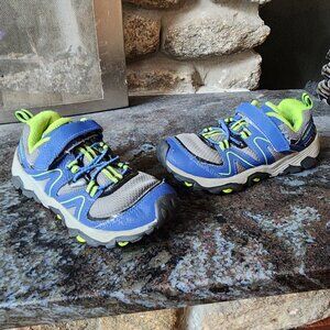 Merrell Boys Blue/Neon Green Velcro Cross Training Sneakers Size 2.5